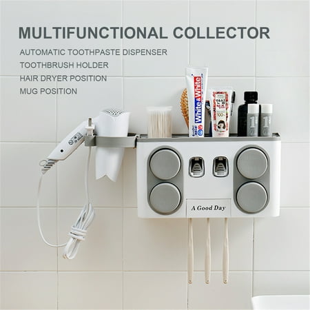 Toothbrush Holder Wall Mounted with Toothpaste Dispenser4 Cups Holder Stand Toothbrush Holder Wall Mounted with Toothpaste Dispenser4 Cups Holder Stand